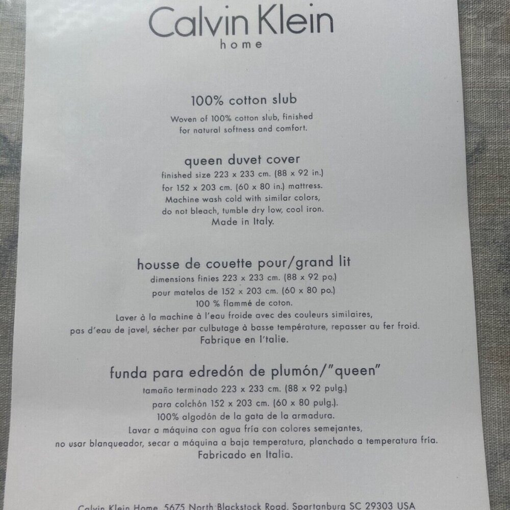 COPY - NWT $375 Calvin Klein Queen Duvet Cover Caspain light sand 100% Cotton … - Picture 3 of 5